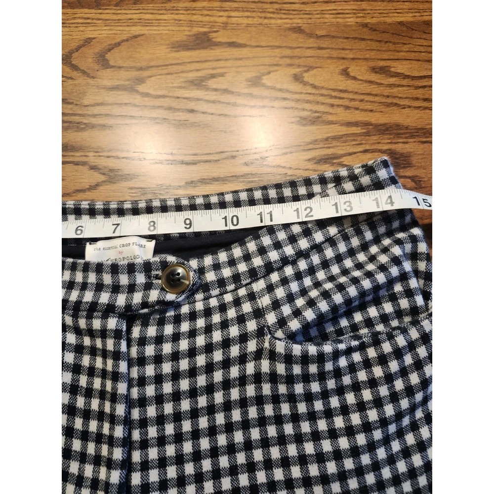 Anthropologie Pants Womens Crop Flare Ankle Knit Black & White Plaid Size 2 - Picture 4 of 10